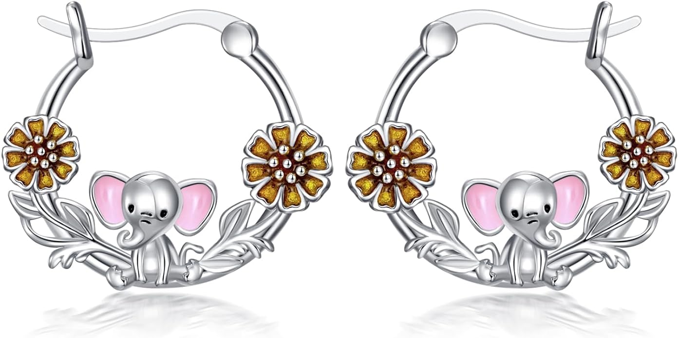 JUSTKIDSTOY Hypoallergenic Panda/Unicorn/Hummingbird/Dolphin Hoop Earrings for Women 925 Sterling Silver Animal Huggie Hoop Earrings Jewelry Gifts for Sensitive Ears