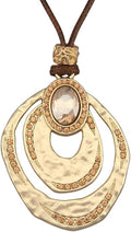 Women's Leather Long Necklace Bohemian Style Circle Retro Pendant Necklace Women's Jewelry