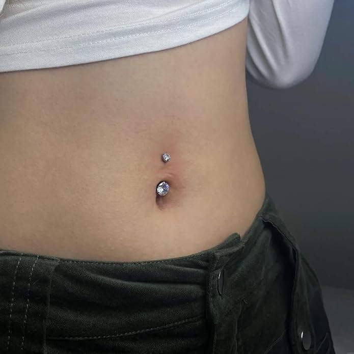 Uni-J Floating Belly Button Rings G23 Titanium 14G Navel Rings - Equipped With Piercing Taper Ball Grabber Tool for Changing Jewelry