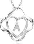 RIVIKO Valentines Day Gifts for Her-Love Knot Initial Necklace,925 Sterling Silver Letter Pendant Necklaces,Personalized Alphabet Jewelry Christmas Birthday Gifts for Women Wife Mom Friend