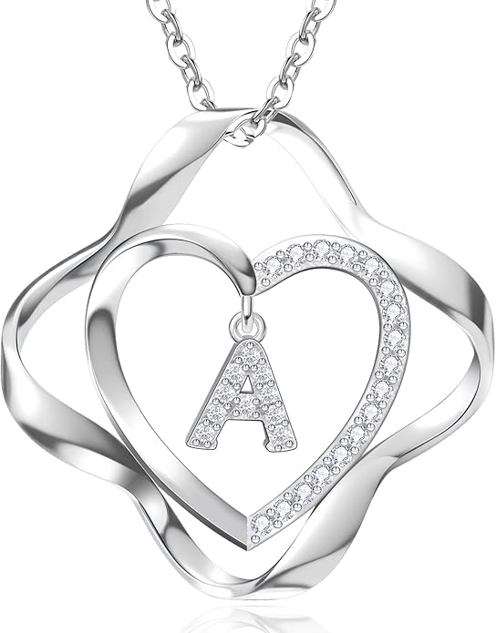 RIVIKO Valentines Day Gifts for Her-Love Knot Initial Necklace,925 Sterling Silver Letter Pendant Necklaces,Personalized Alphabet Jewelry Christmas Birthday Gifts for Women Wife Mom Friend