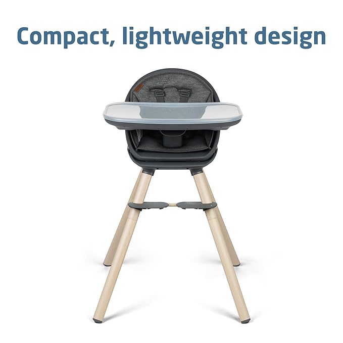 Maxi-Cosi Moa 8-in-1 High Chairs for Babies and Toddlers, Machine Washable Infant High Chair, Compact, Convertible High Chair Lightweight Design, Classic Graphite