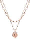 Yoosteel Valentines Gifts for Women Her - Gold Layered Initial Necklaces for Women 14K Gold Plated Dainty Layering Paperclip Link Chain Necklace Coin Initial Necklace Birthday Gifts for Teen Girls