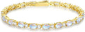 FANCIME 14K Gold Plated Birthstone Bracelets 4mm Sterling Silver Tennis Bracelets Gold Bracelets Birthday Jewelry Gifts for Women 7"