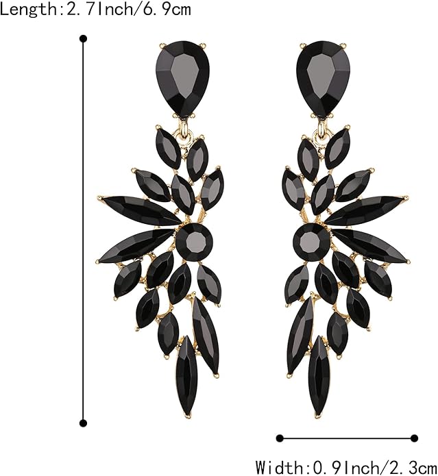 BriLove Women's Wedding Bridal Crystal Teardrop Multi Marquise Cluster Bling Dangle Earrings