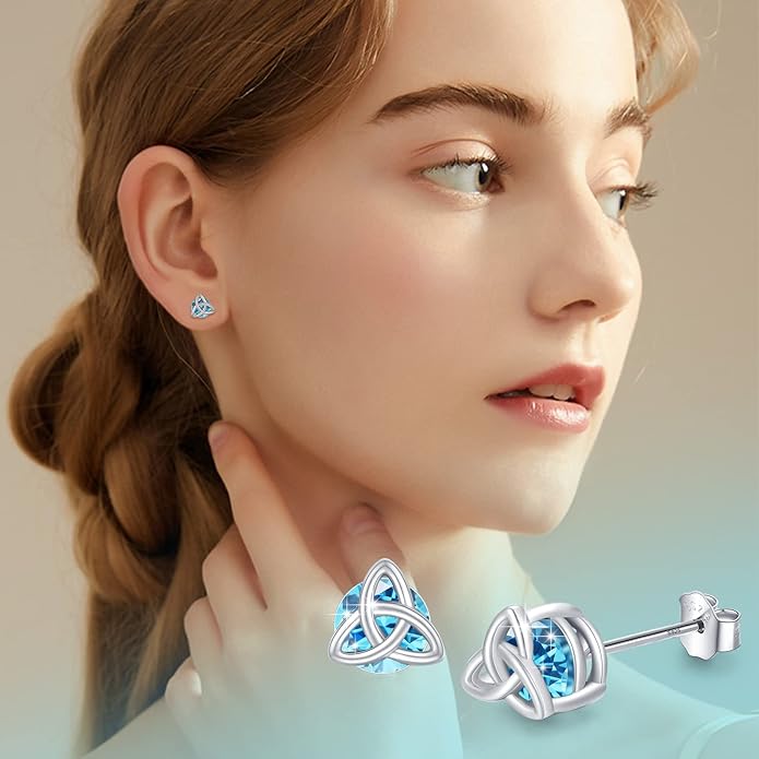MEDWISE 925 Sterling Silver Birthstone Stud Earrings for Women Birthday Jewelry Gifts for Daughter Mother Women Valentines Day Gifts for Her