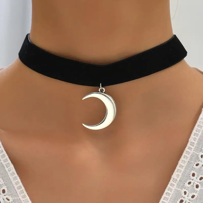 Fesciory Black Necklaces for Women, Adjustable Layered Velvet Leather Lace Collar Necklace, Goth Jewelry Gifts.