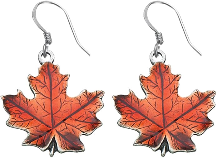 DANFORTH - Maple Leaf Fall/Autumn Earrings - 3/4” Pewter, Handcrafted, Surgical Steel Wires, Made In USA