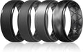 Egnaro Men's Rings 8.5mm Wide-2mm Thick Inner Arc Ergonomic Breathable Rubber Wedding bands-Hypoallergenic for Gym/Outdoor/Gift((1-7 Variety Pack with Half Size)