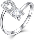 STARCHENIE Adjustable Initial Ring for Women 925 Sterling Silver Letters A-Z 26 Alphabet Rings Size 7