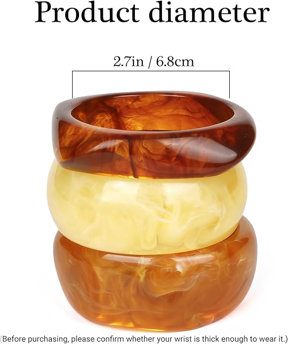Chunky Acrylic Bracelets for Women -4Pcs Trendy Chunky Bangle Fashion Big Stackable Bangles Set, Trendy Cuff Bracelet Stack Fashion Womens Jewelry Gifts