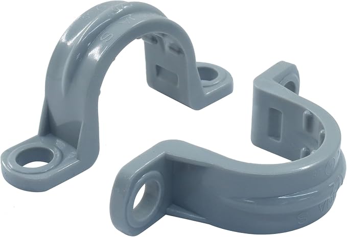 1/2 Inch PVC Pipe Strap, 20 Pack | 2-Hole, Plastic Conduit Clamp, Pipe Supports - Image 2