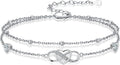 Anklet for Women 925 Sterling Silver Double Infinity Ankle Bracelet Waterproof Summer Jewelry Anniversary Birthday Gifts for Her