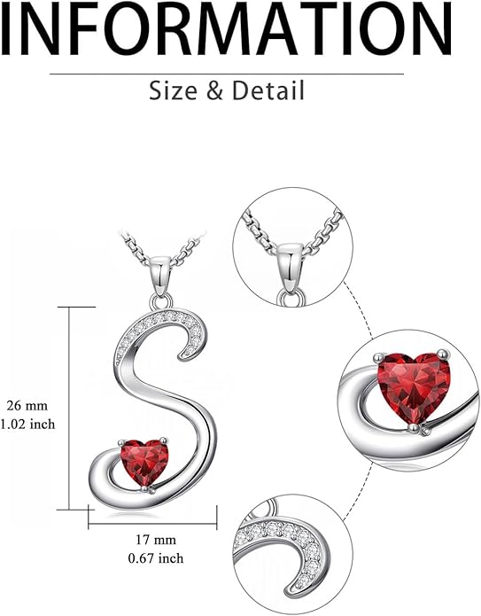 Valentines Day Gifts for Women Alphabet A to Z Initial Birthstone Pendant Necklaces for Women - 18k White Gold Plated Personalized Name Jewelry Valentine Mothers Day Birthday Gifts for Women Her Girlfriend