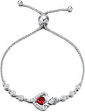 AGVANA Valentines Day Gifts Rosy Reverie Birthstone Bracelet for Women Sterling Silver Genuine or Created Gemstone Tennis Bracelet Rose Heart Jewelry Anniversary Birthday Gifts for Women Mom Wife Her