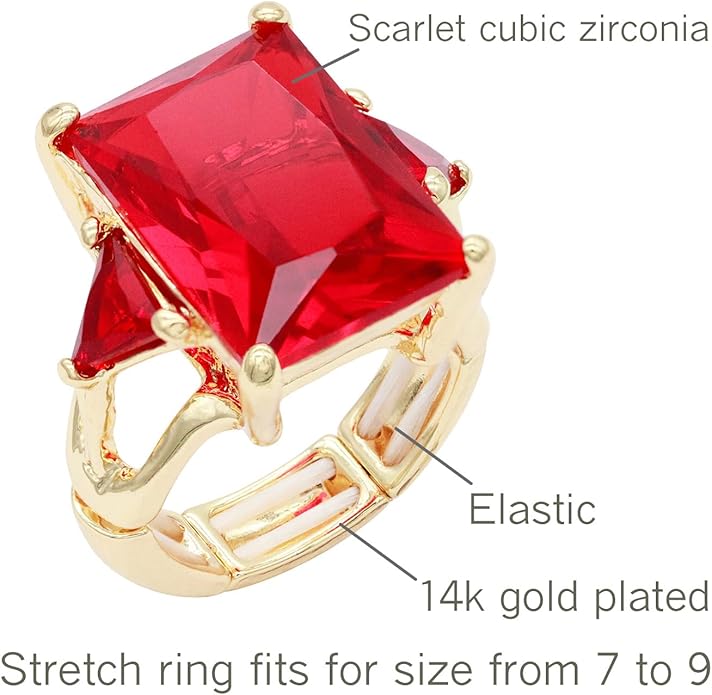 Lavencious Big Bold Radiant CZ Stones Stretch Rings for Women Size for 7-9