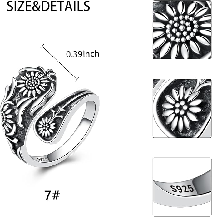 Spoon Ring for Women - Sterling Silver Thumb Vintage Antique Spoon Ring Boho Victorian Jewelry