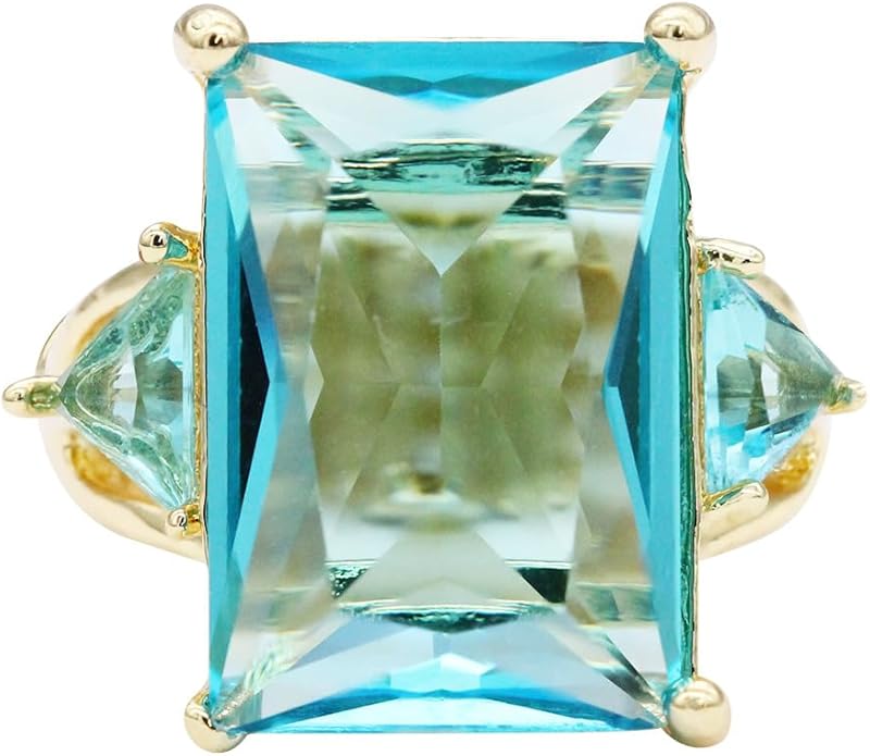 Lavencious Big Bold Radiant CZ Stones Stretch Rings for Women Size for 7-9