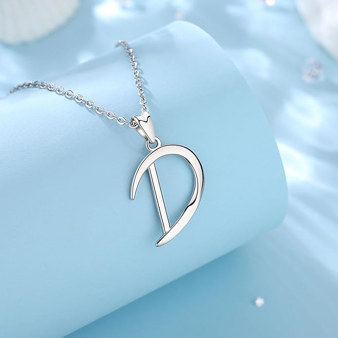 EUDORA Sterling Silver Initial Necklaces for Women, Classic 26 Letter Neckless Gifts for Girls, Sister, Mother Daughter, 18 inch Chain