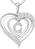 RIVIKO Heart Initial Necklace for Women, 925 Sterling Silver Letter Pendant,Personalized Charm Alphabet Jewelry Valentines Mother's Day Anniversary Christmas Birthday Gifts for Women Her Mom Wife