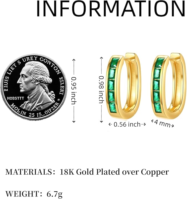 Trendy CZ Gold/Silver Hoop Earrings for Women Square Hypoallergenic chunky gold Hoop Earrings Geometric Minimalist Rectangle Hoops