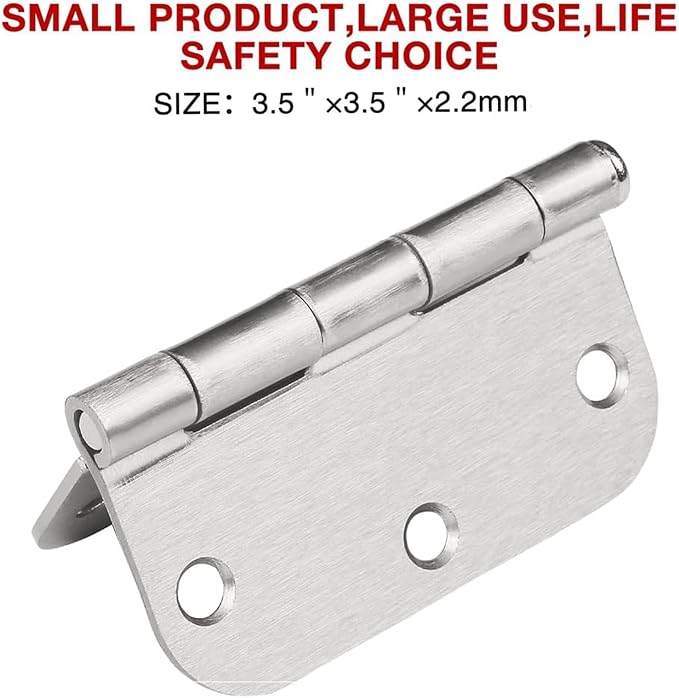18 Pack Brushed Nickel Interior Door Hinges 3.5 Inch Rounded Corners | Satin - Image 6