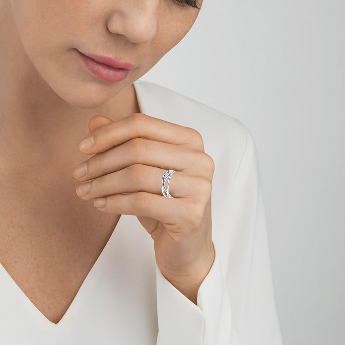 OOOPEL Sterling Silver Adjustable Ring S925 Silver Rings for Women Cubic Zirconia Twist Love Knot Dainty Ring Silver Minimalist Open Finger Rings Silver Thumb Sterling Silver Ring