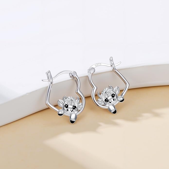 Hypoallergenic Earrings Rabbit Tiger Teddy Koala Puppy Panther Peacock Earrings Sterling Silver Animal Hug Hoop Earrings Jewelry Mothers Day Graduation Birthday Gifts for Women