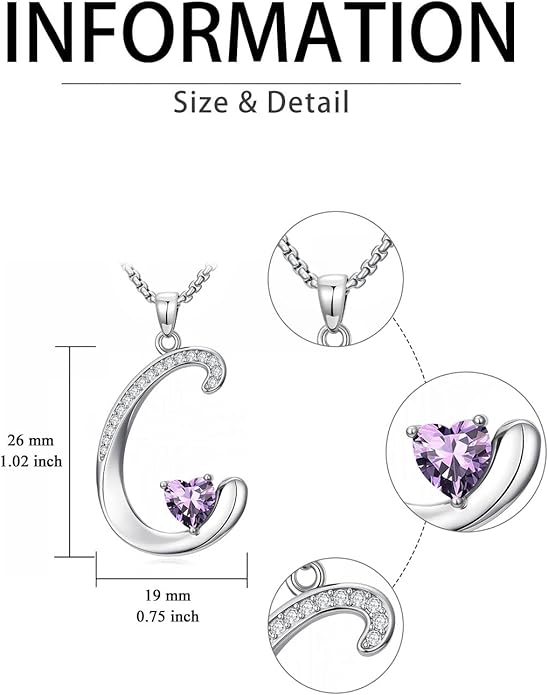 Valentines Day Gifts for Women Alphabet A to Z Initial Birthstone Pendant Necklaces for Women - 18k White Gold Plated Personalized Name Jewelry Valentine Mothers Day Birthday Gifts for Women Her Girlfriend
