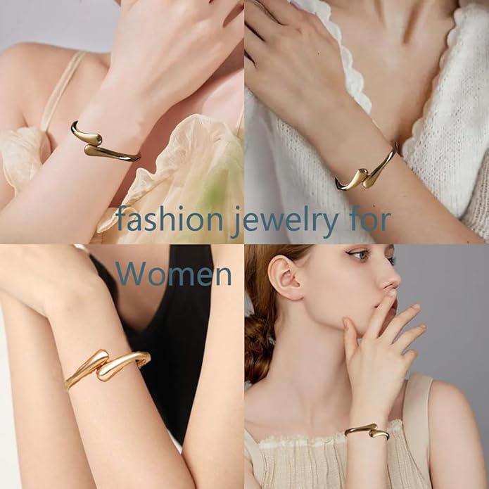 Gold Bracelets for Women Trendy Adjustable Gold Plated Cuff Bangle Bracelets Bold and Beautiful Wide Chunky Gold Bracelet Minimalist Bangle Jewelry for Women