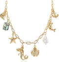 [3 Trendy Styles] Women's Necklaces - Alloy with Glass Crystals & Pearls, Electroplated O - Link Chain, Mermaid Inspired by Fantasy Aesthetics/Bow with Y2K Sweet Charm/Cherry Fruit in the Latest Kawaii Vibe, 47cm(18.5in) Chain Length + 6.5cm(2.55in) Ex...