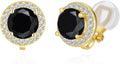YOQUCOL 8MM Cubic Zirconia Crystal Clip On Stud Earrings Round Non Pierced Earrings for Women