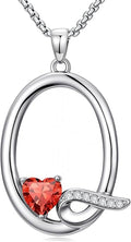 Valentines Day Gifts for Women Alphabet A to Z Initial Birthstone Pendant Necklaces for Women - 18k White Gold Plated Personalized Name Jewelry Valentine Mothers Day Birthday Gifts for Women Her Girlfriend