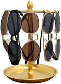 Sunglasses Organizer, Glasses Display Stand for 12 Pairs, Base Storage for Jewelry (Metal+Gold)