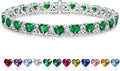 Birthstone Tennis Bracelets for Women, 925 Sterling Silver Heart Shaped Celtic Trinity Knot, 7 Inch Charm Trendy Hypoallergenic Anniversary Birthday Gifts for Her