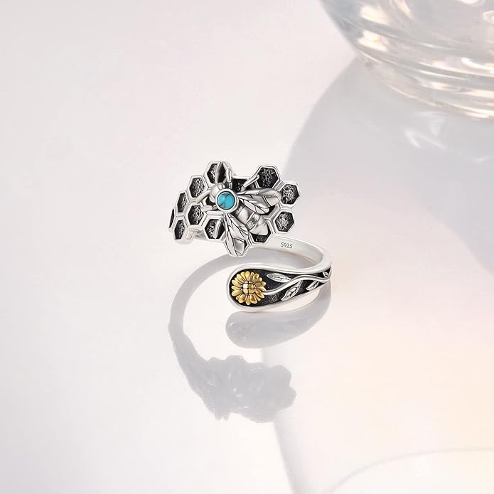 Spoon Rings for Women 925 Sterling Silver Sunflower Adjustable Thumb Spoon Rings Celtic Knot Promise Engagement Statement Boho Vintage Finger Open Antique Rings Jewelry