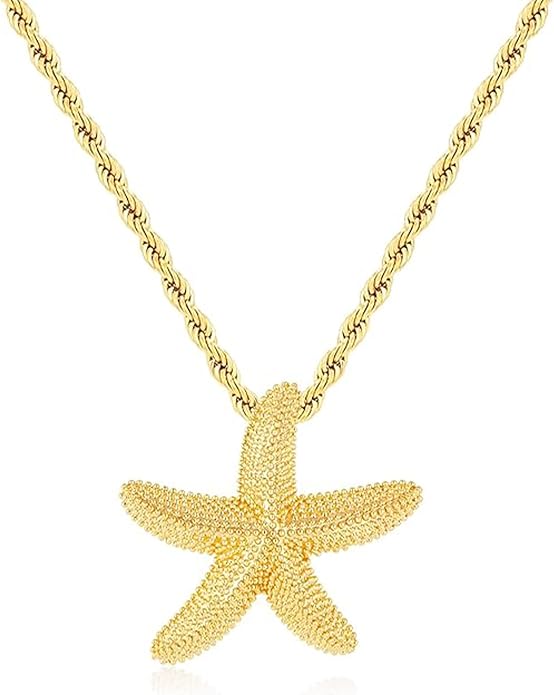 Delicate Starfish Pendant Necklace Starfish Necklace for Women Boho Beach Gold Chain Charm Trendy Summer Ocean Jewelry