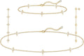 Tennis Necklace Bracelet for Women, Dainty Sterling Sliver Choker Necklace Crystal Link Bracelet Stud Earrings for Women Wedding Jewelry for Bride Jewelry Set Accessories