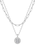 Yoosteel Valentines Gifts for Women Her - Gold Layered Initial Necklaces for Women 14K Gold Plated Dainty Layering Paperclip Link Chain Necklace Coin Initial Necklace Birthday Gifts for Teen Girls