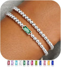 Ursteel Valentines Gifts for Her Kids Girls, Elastic Birthstone Bracelet for Women 14K-Gold-Plated Beaded Bracelet Non Tarnish Trendy Birthstone Jewelry Birthday Gifts for Women
