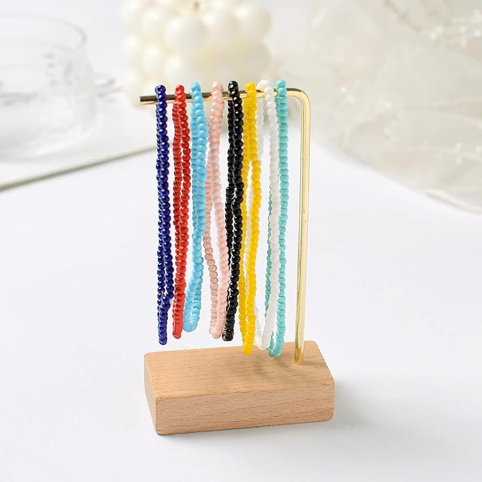 XIJIN 18 Pieces Elastic Beaded Anklets for Women Handmade Beach Boho Colorful Beads Ankle Bracelets Set
