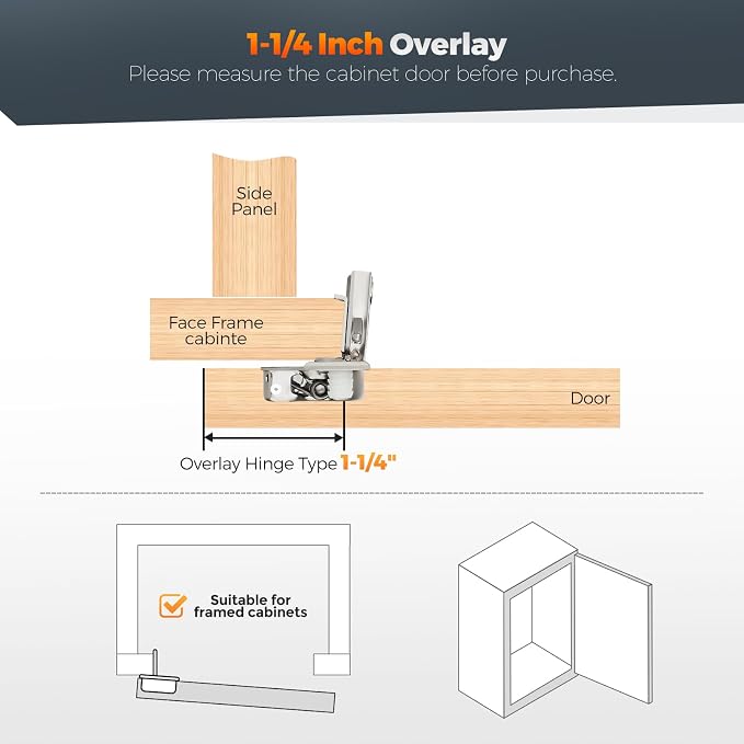 Satin Nickel Cabinet Hinges 1-1/2 Inch Overlay 10 Pack | Stainless Steel Build - Image 5