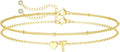 DEARMAY Dainty Initial Heart 14K Gold Plated Bracelets for Women Trendy, Letter Charm Bracelet Jewelry Cute Simple Fashion Chain Gift