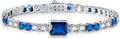 Birthstone Bracelets for Women Birthday Gifts 4CT Radiant Cut Birthstone 4mm Sterling Silver White Gold Tennis Bracelets for Women Round Cut 5A Cubic Zirconia Bezel Setting 7 Inch