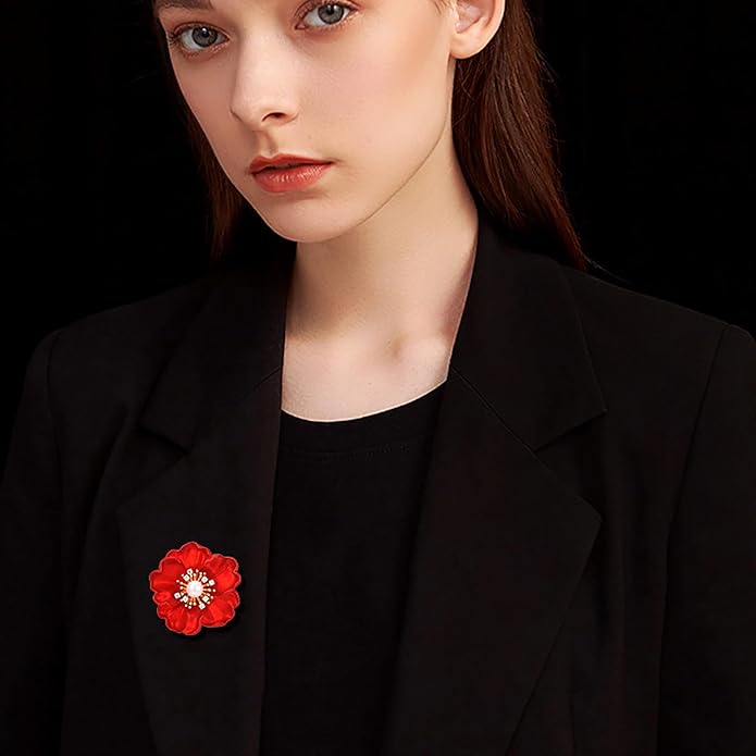 Red Rose Flower Brooches and Pins for Women Costume Jewelry Brooch Pins Broches Jewelry for Women Elegant Lady Pin