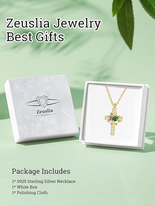 Valentine's Day Gifts for Wife 925 Sterling Silver Double Birthstone Pendant Necklaces I Love You for Always and Forever Necklace Anniversary Birthday Gifts for Wife Girlfriend Mom Her