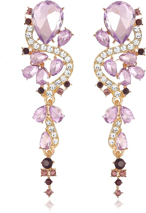 Rhinestone Statement Dangle Earrings Sparkly Crystal Bridal Wedding Earrings for Brides Bridesmaides Chandelier Teardrop Earrings for Women Prom Party