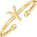 PAVOI 14K Gold Plated Initial Letter Adjustable Ring for Women - Thin Initial Band - Dainty Fashion Jewelry Gifts