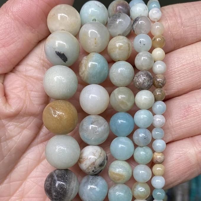 6mm 63pcs Natural Stone Beads Colorful Amazonite Gemstone Round Loose Beads for Jewelry Making DIY Bracelet Necklace Earrings15 Inch