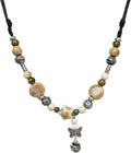 Adjustable Ceramic Beaded Necklace for Women, Boho Handmade Flower Pendant Necklace, Hippie Jewelry for Mom and Wife